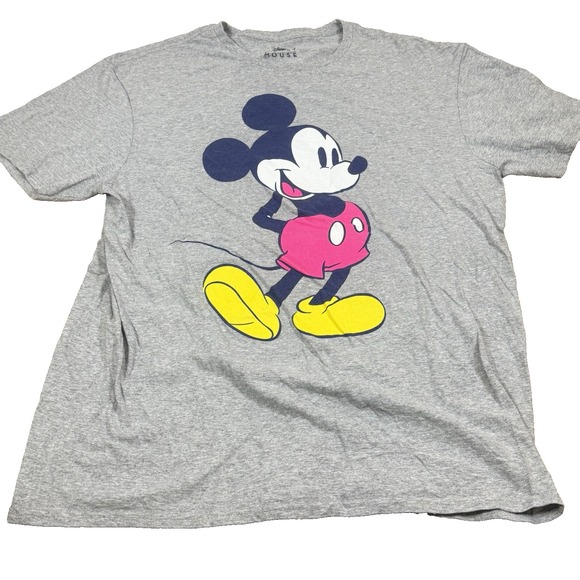 Disney Mickey Mouse Graphic T-Shirt XL Gray Heather Classic‎ Cartoon Tee - Picture 1 of 5